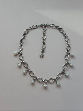 Kendra Scott Silver Chain Necklace with White Pearl Drops